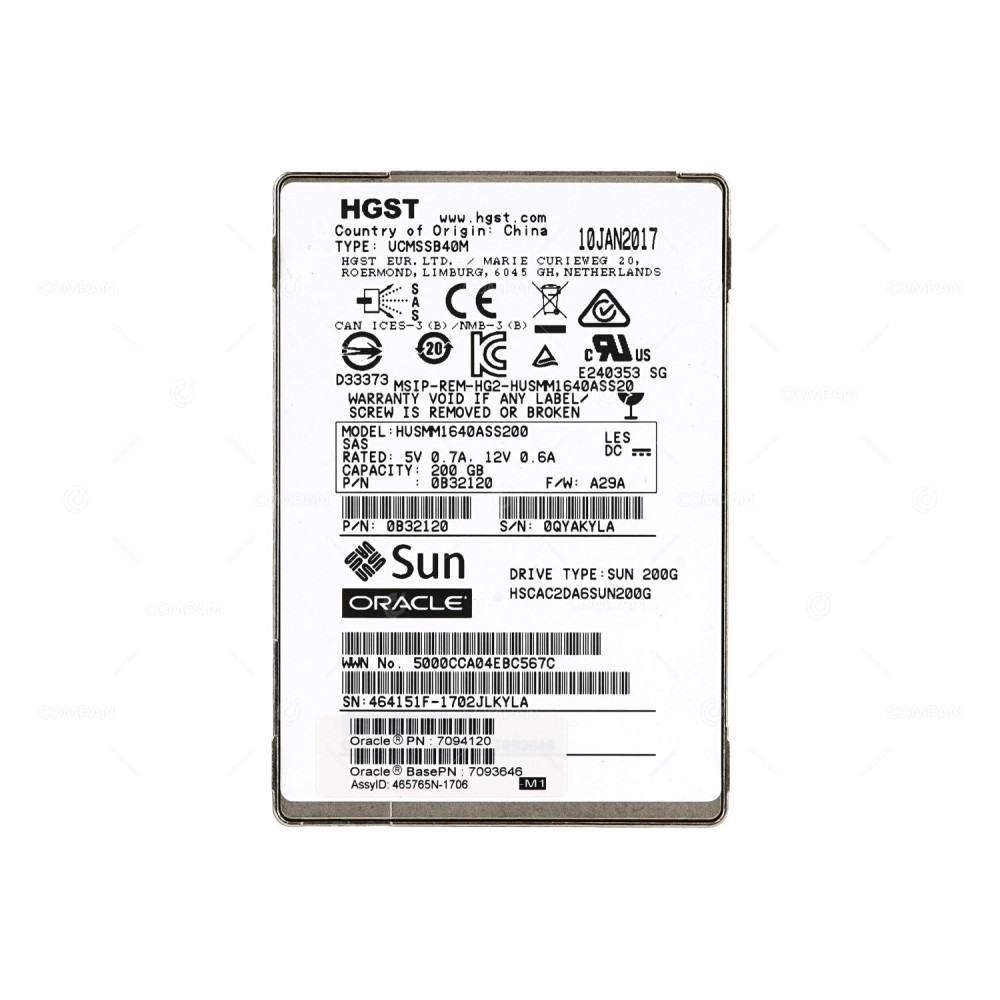 7094120 SUN SSD 200GB SAS 12G 3.5" LFF